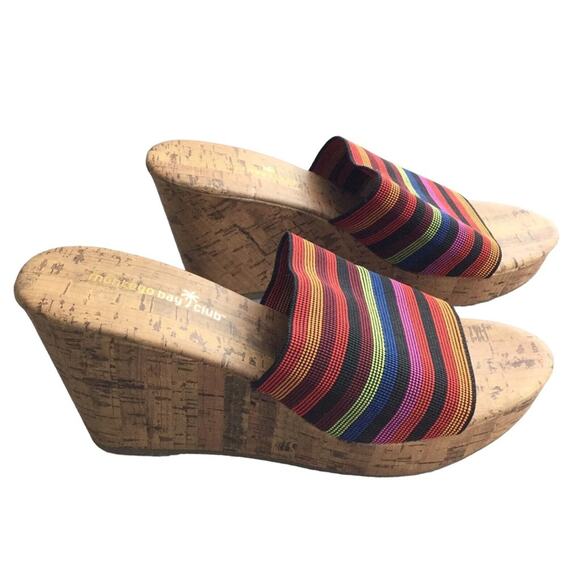 Montego Bay Club Rainbow Cork Slip On Heel Wedges Women’s 8 Shoes - Picture 1 of 6